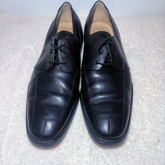 FLORSHEIM BLACK LEATHER SPLIT TOE OXFORDS 11.5D LEATHER UPPER AND LINING BALANCE - Picture 1 of 9